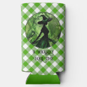 Geschilderd goddeloos goede heks Green Gingham Pla Seltzer Blikjeskoeler (Achterkant)