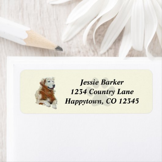 Geschilderd Golden Retriever Return Address Label (Insitu)