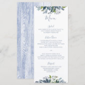 Geschilderd groen bruiloft menu's Dusty Blue (Voorkant / Achterkant)