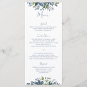 Geschilderd groen bruiloft menu's Dusty Blue (Voorkant)