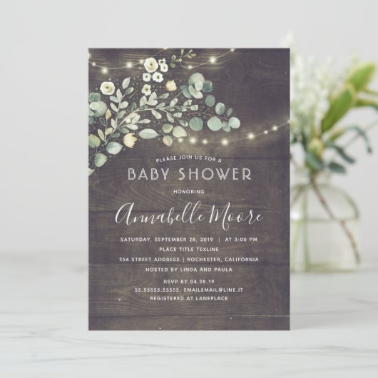 Geschilderd groen rustiek land Baby shower Kaart (Staand voorkant)