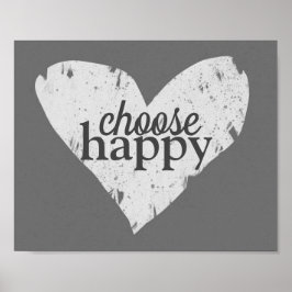 geschilderd hart kiest gelukkig grijs en wit citaa poster