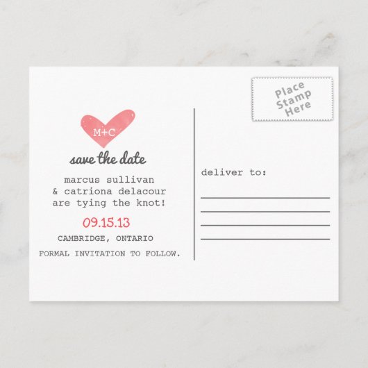 Geschilderd hartritme Opslaan het Briefkaart Datum (Achterkant)