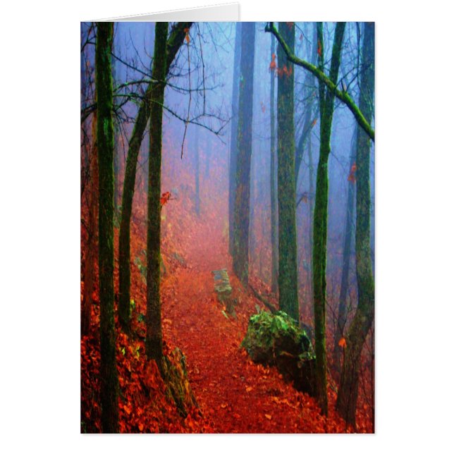 Geschilderd herfstblauw bos mist (Voorkant)