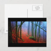 Geschilderd herfstblauw bos mist briefkaart (Voorkant / Achterkant)