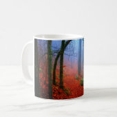 Geschilderd herfstblauw bos mist koffiemok (Voorkant links)