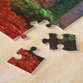 Geschilderd herfstblauw bos mist legpuzzel (Zijkant)