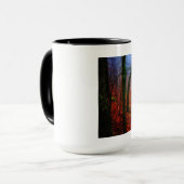 Geschilderd herfstblauw bos mist mok (Voorkant links)