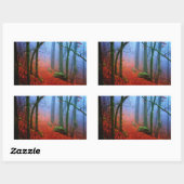Geschilderd herfstblauw bos mist rechthoekige sticker (Vel)