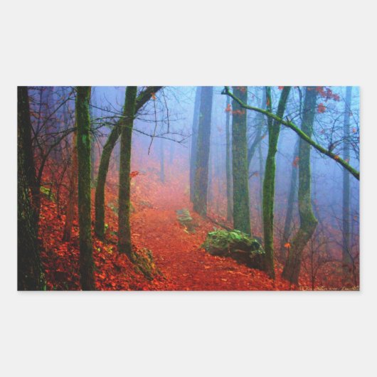 Geschilderd herfstblauw bos mist rechthoekige sticker (Voorkant)