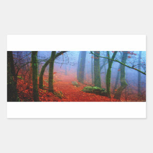 Geschilderd herfstblauw bos mist rechthoekige sticker
