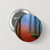 Geschilderd herfstblauw bos mist ronde button 5,7 cm (Voorkant /achterkant)