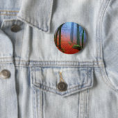 Geschilderd herfstblauw bos mist ronde button 5,7 cm (In situ)