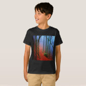 Geschilderd herfstblauw bos mist t-shirt (Voorkant volledig)