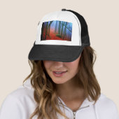 Geschilderd herfstblauw bos mist trucker pet (In situ)