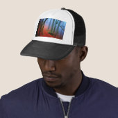 Geschilderd herfstblauw bos mist trucker pet (In situ)