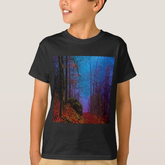 Geschilderd herfstpaars nevelwoud t-shirt (Voorkant)