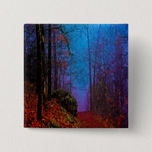 Geschilderd herfstpaars nevelwoud vierkante button 5,1 cm (Voorkant)