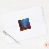 Geschilderd herfstpaars nevelwoud vierkante sticker (Envelop)