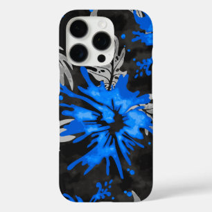 Geschilderd Hibiscus Hawaiian Floral Royal Blue iPhone 16 Pro Hoesje