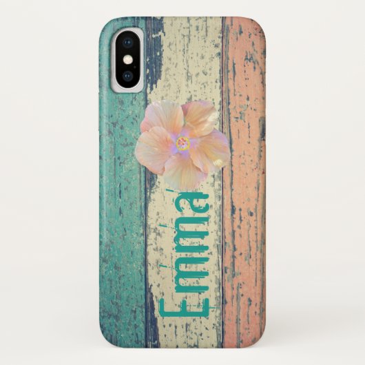 Geschilderd hout rustiek roze blauwgroen crème ges Case-Mate iPhone case (Achterkant)
