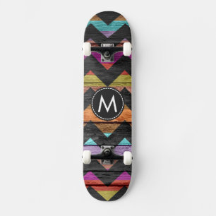 Geschilderd Houten Chevron Strepen Patroon #2 Skateboard