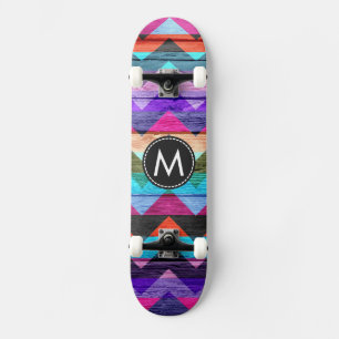 Geschilderd Houten Chevron Strepen Patroon #7 Persoonlijk Skateboard