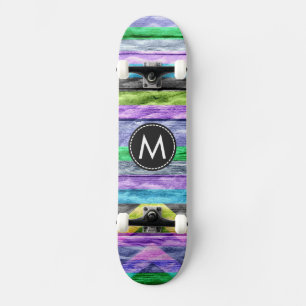 Geschilderd Houten Chevron Strepen Patroon #9 Persoonlijk Skateboard