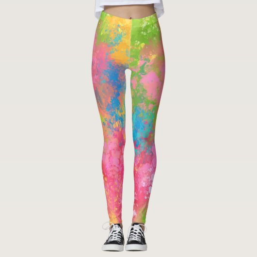Geschilderd in levendige kleuren leggings (Voorkant)