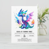 Geschilderd Kleurrijke Draak Digitale Meisje Verja Kaart (Staand voorkant)