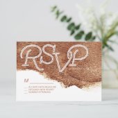 Geschilderd koper kleur moderne eenvoudige bruilof RSVP kaartje (Staand voorkant)