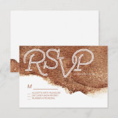 Geschilderd koper kleur moderne eenvoudige bruilof RSVP kaartje (Voorkant / Achterkant)