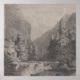Geschilderd landschap - Alexandre Calame Poster