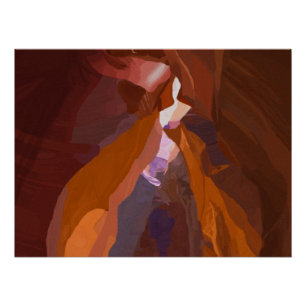 Geschilderd landschap van Desert Slot Canyon Perfect Poster