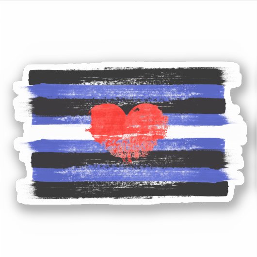 GESCHILDERD LEER PRIDE VLAG en SYMBOOL Sticker (Voorkant)