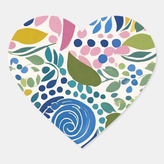 Geschilderd, leuk flirterig bloemetje hart sticker (Voorkant)