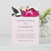 Geschilderd Magnolia op Blush Pink | Bruiloft Kaart (Staand voorkant)