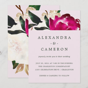 Geschilderd Magnolia op Blush Pink Bruiloft Kaart