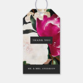 Geschilderd Magnolia op zwart | Bruiloft dank u Cadeaulabel (Voorkant)