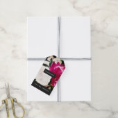 Geschilderd Magnolia op zwart | Bruiloft dank u Cadeaulabel (Met Touw)