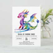 Geschilderd Majestic Dragon Digitale Meisje Verjaa Kaart (Staand voorkant)