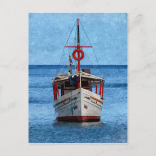 Geschilderd Margarita Island Boat Verticaal Briefk Briefkaart