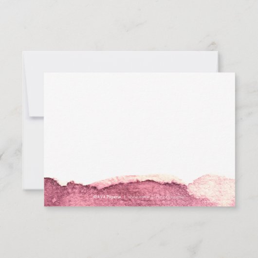 Geschilderd marsala roze moderne eenvoudige bruilo RSVP kaartje (Achterkant)