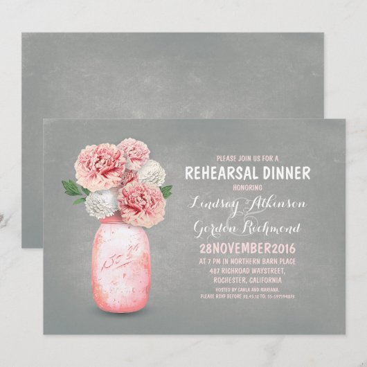 Geschilderd metselaarpotje rustieke repetitie dine kaart (Voorkant / Achterkant)