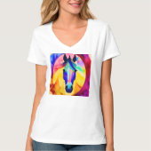 Geschilderd Mozaïek Zuidwest Paard Hoofd T-shirt (Voorkant)