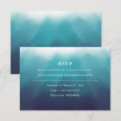 Geschilderd Ocean Blue Elegant Bruiloft Online RSV RSVP Kaartje (Voorkant / Achterkant)