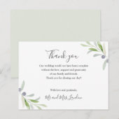 Geschilderd Olijf en bladeren groen Bruiloft dank  Briefkaart (Voorkant / Achterkant)