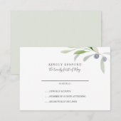 Geschilderd Olijf en bladeren tak Bruiloft RSVP Kaartje (Voorkant / Achterkant)