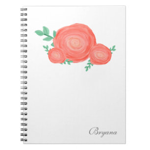 Geschilderd Oranje Bloemige Bloemen Notitieboek Jo