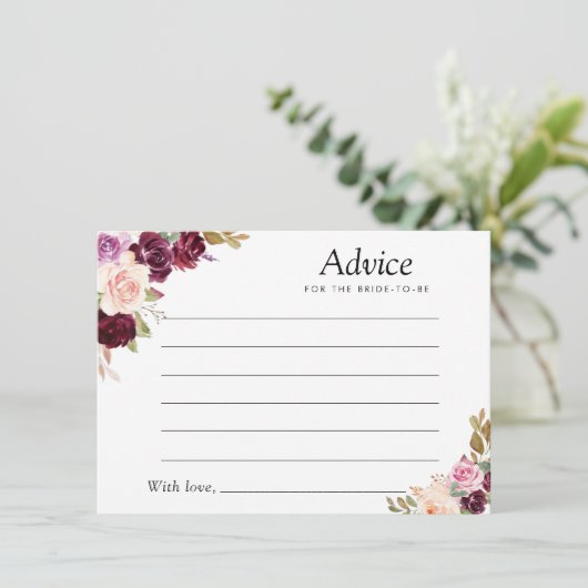 geschilderd paars- en perzikfloradvies advieskaart (Staand voorkant)